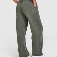Raw Lounge Wide Leg Joggers | Washed Dark Khaki