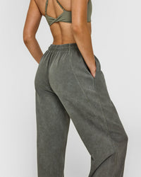 Raw Lounge Wide Leg Joggers | Washed Dark Khaki