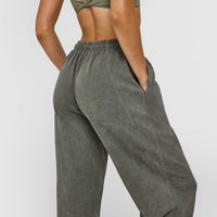 Raw Lounge Wide Leg Joggers | Washed Dark Khaki