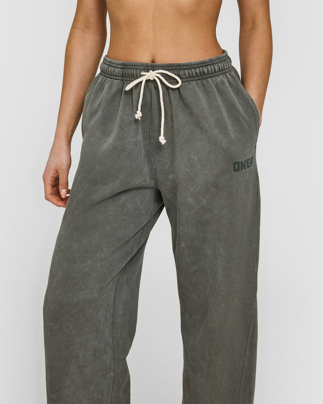 Raw Lounge Wide Leg Joggers | Washed Dark Khaki