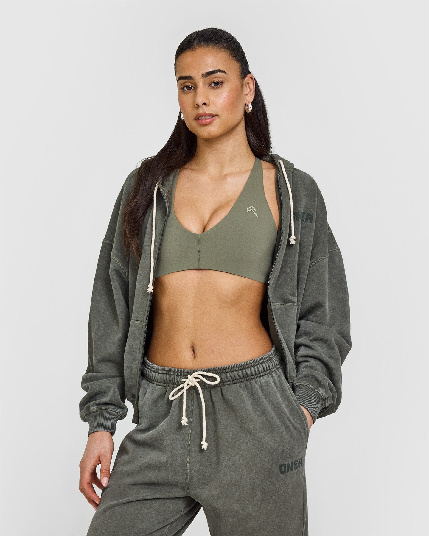 Raw Lounge Wide Leg Joggers | Washed Dark Khaki