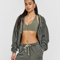 Raw Lounge Wide Leg Joggers | Washed Dark Khaki
