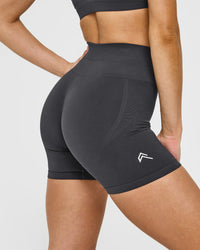 Effortless Seamless Shorts with White Logo | Coal