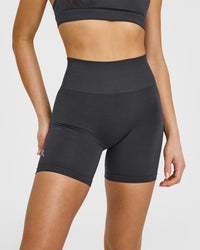 Effortless Seamless Shorts with White Logo | Coal