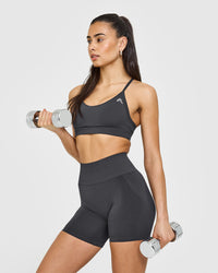 Effortless Seamless Shorts with White Logo | Coal