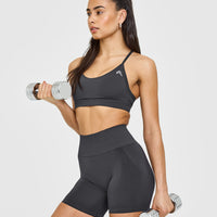 Effortless Seamless Shorts with White Logo | Coal