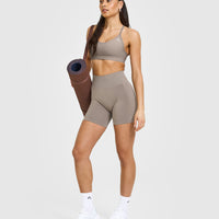 Effortless Seamless Shorts with White Logo | Minky