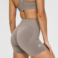 Effortless Seamless Shorts with White Logo | Minky