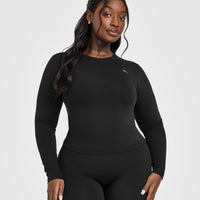 Cotton Icon Long Sleeve Top | Black