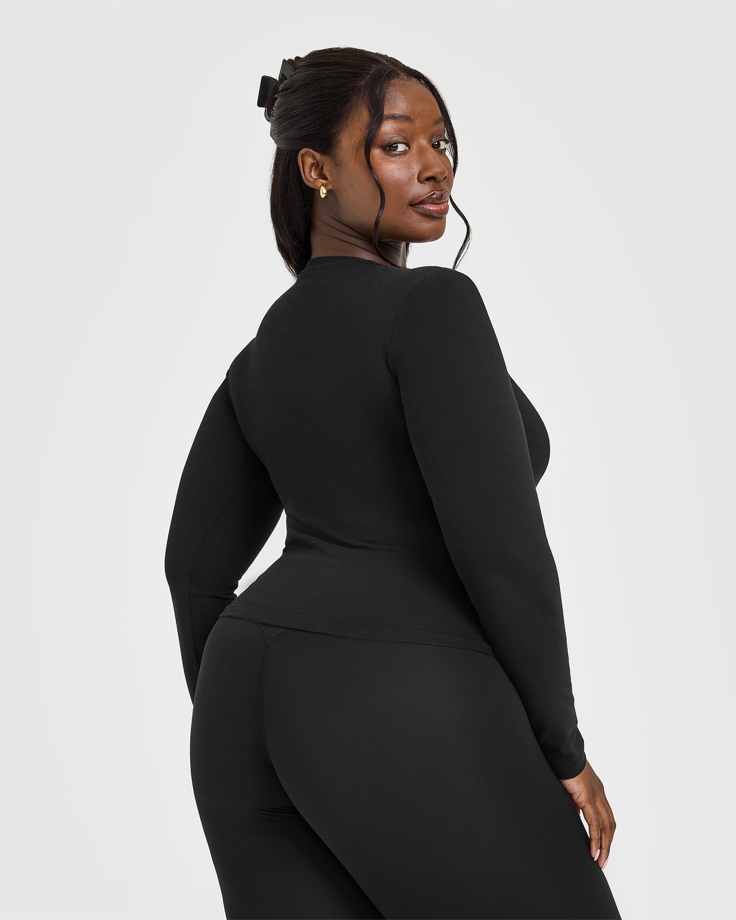 Cotton Icon Long Sleeve Top | Black