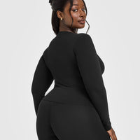 Cotton Icon Long Sleeve Top | Black