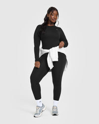 Cotton Icon Long Sleeve Top | Black