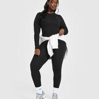 Cotton Icon Long Sleeve Top | Black