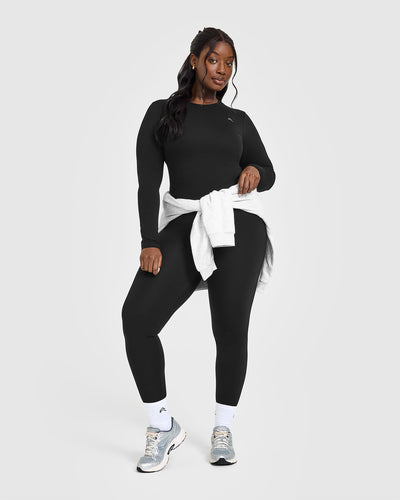 Cotton Icon Long Sleeve Top | Black