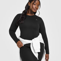 Cotton Icon Long Sleeve Top | Black