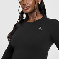 Cotton Icon Long Sleeve Top | Black