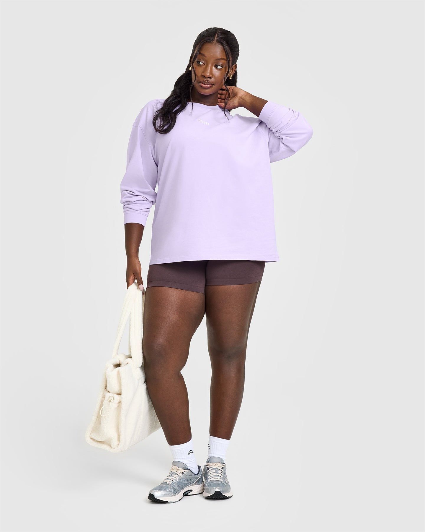 Oversized Washed Long Sleeve Top | Lavender Purple