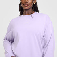 Oversized Washed Long Sleeve Top | Lavender Purple