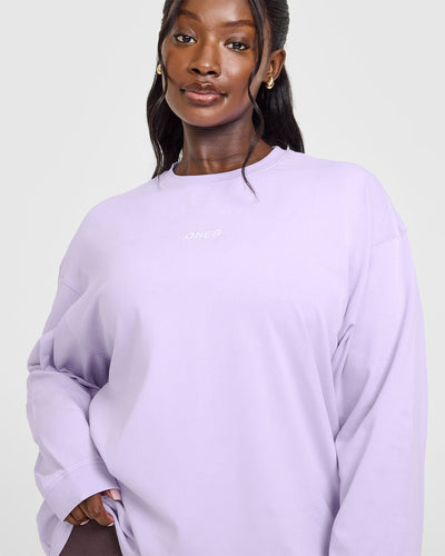 Oversized Washed Long Sleeve Top | Lavender Purple
