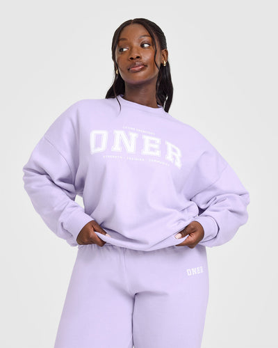 Mid Weight Sweatshirt With Printed Logo | Lavender Purple
