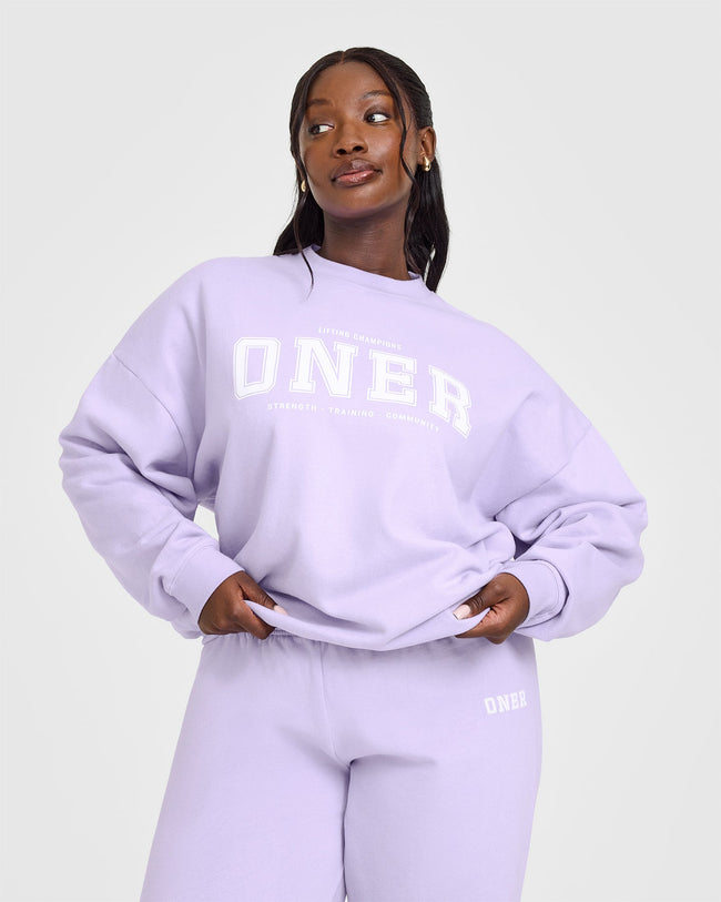 Mid Weight Sweatshirt With Printed Logo | Lavender Purple