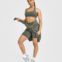 EasyLift™ Halter Bralette with White Logo | Dark Khaki