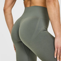 Effortless Seamless Leggings with White Logo | Dark Khaki