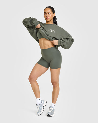 SoftMotion™ Shorts 6" with White Logo | Dark Khaki