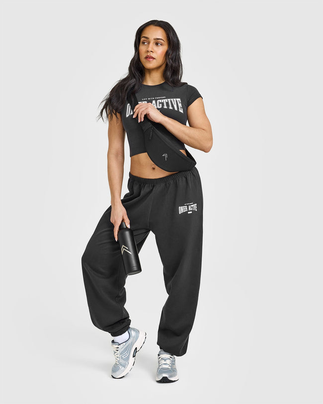 Lightweight Joggers With Athletic Graphic | Soft Black