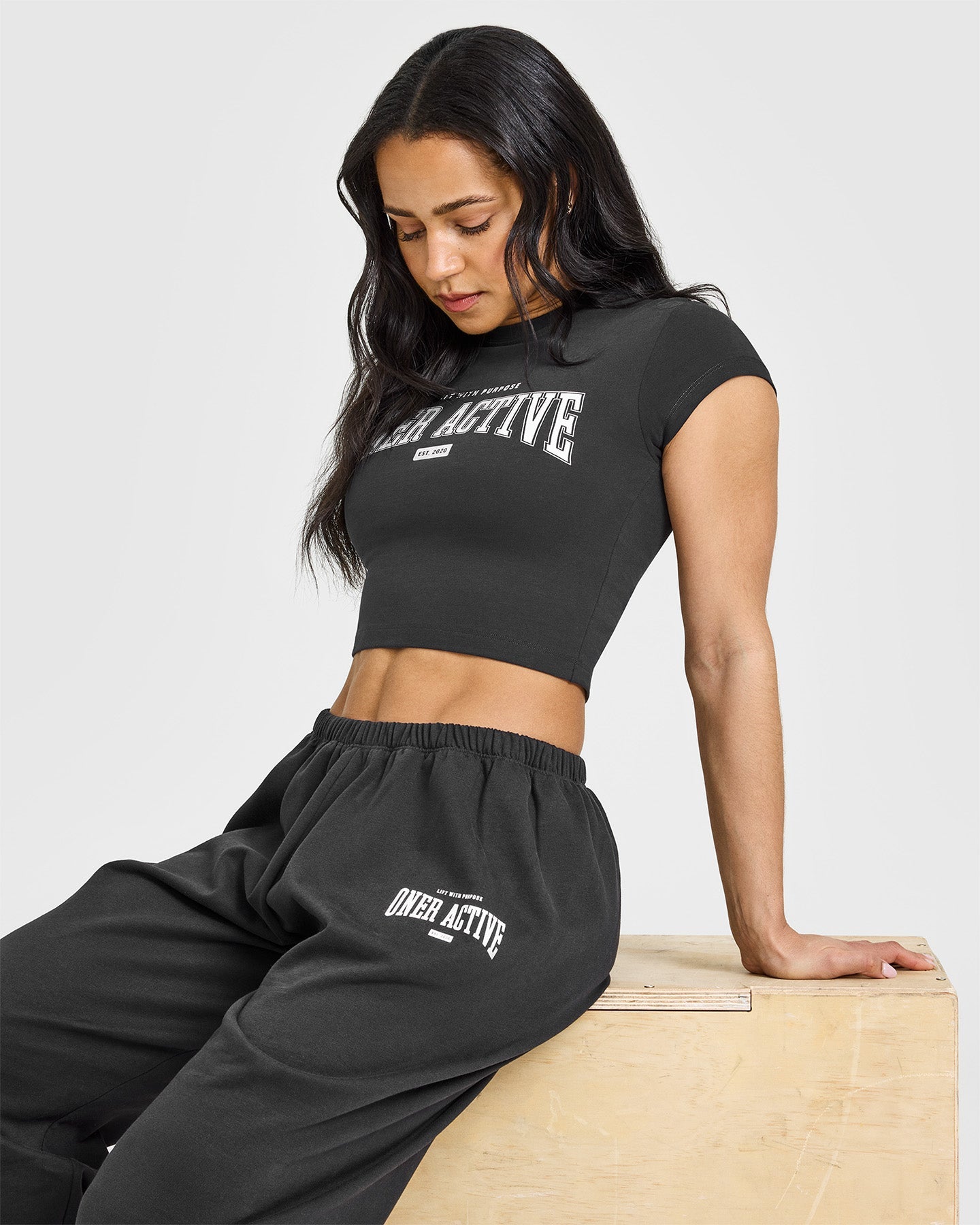 Lightweight Joggers With Athletic Graphic | Soft Black