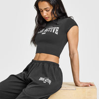Lightweight Joggers With Athletic Graphic | Soft Black
