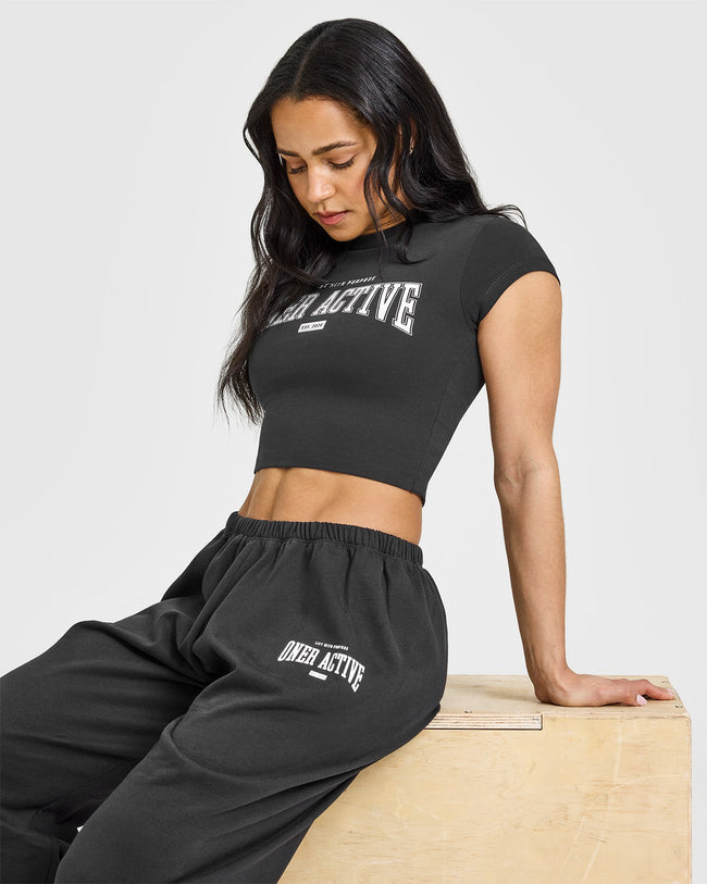 Lightweight Joggers With Athletic Graphic | Soft Black