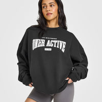 Lightweight Sweatshirt with Athletic Graphic | Soft Black