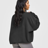 Lightweight Sweatshirt with Athletic Graphic | Soft Black