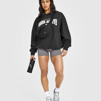 Lightweight Sweatshirt with Athletic Graphic | Soft Black