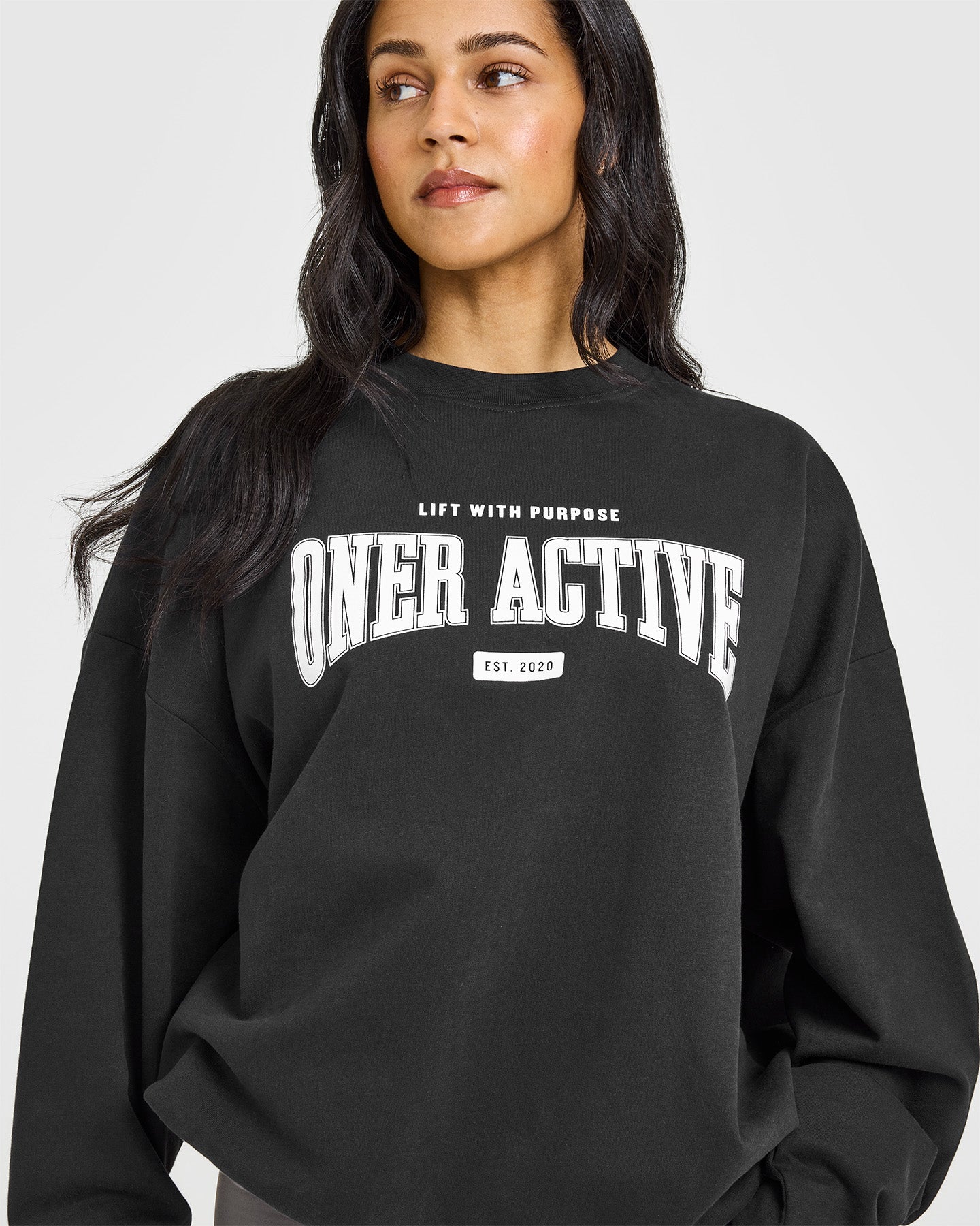Lightweight Sweatshirt with Athletic Graphic | Soft Black
