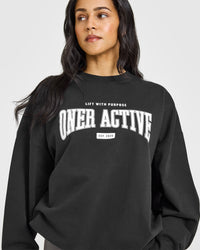 Lightweight Sweatshirt with Athletic Graphic | Soft Black