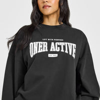 Lightweight Sweatshirt with Athletic Graphic | Soft Black