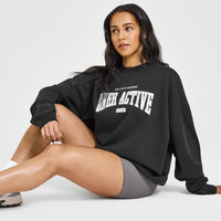Lightweight Sweatshirt with Athletic Graphic | Soft Black