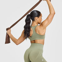 Effortless Seamless Shorts with White Logo | Deep Sage Green
