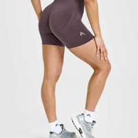 Effortless Seamless Shorts with White Logo | Umber Brown