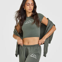 Lightweight Joggers With Graphic | Dark Khaki