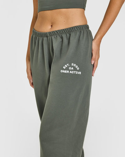 Lightweight Joggers With Graphic | Dark Khaki