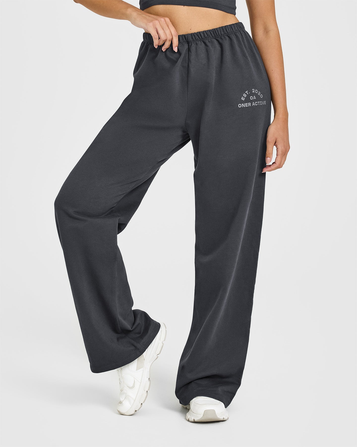 Lightweight Straight Leg Joggers with Graphic | Coal