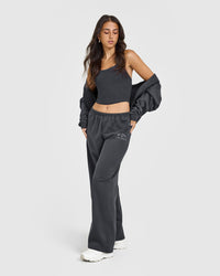 Lightweight Straight Leg Joggers with Graphic | Coal