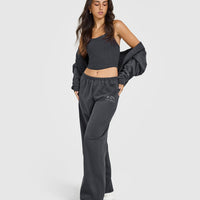 Lightweight Straight Leg Joggers with Graphic | Coal