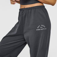 Lightweight Straight Leg Joggers with Graphic | Coal