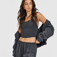 Lightweight Straight Leg Joggers with Graphic | Coal