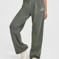 Lightweight Straight Leg Joggers with Graphic | Dark Khaki