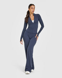 SoftMotion™ Straight Leg Bottoms with White Logo | True Blue